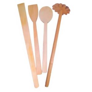 Wooden Kitchen Tools - 4 Pieces - Essential Wooden Kitchen Tools For Cooking Convenience Bangladesh (New)