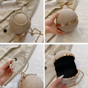【Seasonal Sale】 Circular Ring Portable Evening Bags Metal Sliver Round Ball Handbags For Lipstick Elegant Luxury Clutch Purse Wedding Wallets Huiye Bangladesh (New)
