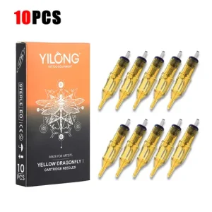 YILONG 10PCS Tattoo Cartridge Needle Professional Individual Package Sterile Yellow Tattoo Needles for Tattoo Pen Machine Bangladesh (New)