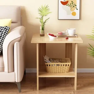 Wooden Double Layers Side Table Small Table Sofa Side Table Home Living Room Small Apartment Coffee Table Bedside Rack Bangladesh (New)