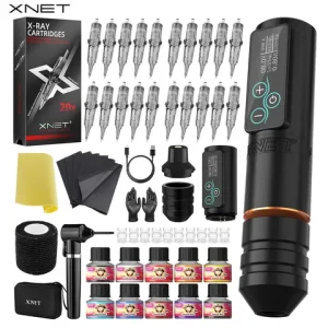 XNET Vane Wireless Tattoo Machine Pen Kit with Ink Mixer Brushless Motor With 3.5/4.5mm Strokes 10pcs Inks For Tattoo Artist Bangladesh (New)