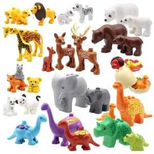 Zoo Animals Series Set Big Size Building Blocks Assemble Accessories Cute Birds Beasts Elephant Tiger Bricks Education Toys Kids Bangladesh (New)