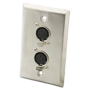 1 Gang Solid Style Stainless Steel Dual Ports Cannon XLR Wall Plate Bangladesh (New)