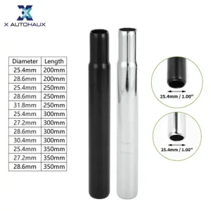 X Autohaux Bike Seat Posts 25.4/27.2/28.6/31.8mm Durable Universal Saddle Post Seat Tube Black Steel Length 200/250/300/350mm Bangladesh (New)
