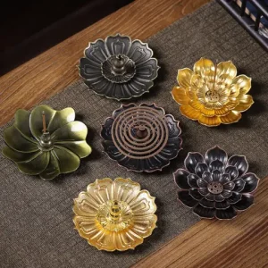 Zinc Alloy Buddhism Lotus Backflow Incense Burner Stick Incense Holder Home Decoration Coil Censer Bronze Air Vaporizer Supplies Bangladesh (New)