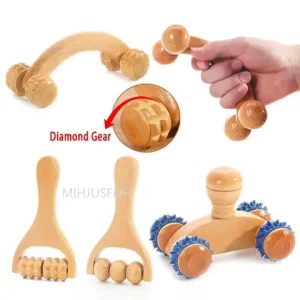 Wooden Massage Roller Therapy Body Massager Foot Face Shoulder Neck Hand Push Roller Massager Body Soothing Massage Tool Bangladesh (New)