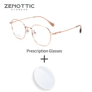 ZENOTTIC Titanium Alloy Prescription Glasses Fashion Round Unisex Anti Blue Light Progressive/Photochromic Optical Eyewear Bangladesh (New)