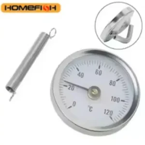 0-120℃ Stainless Steel Clamp-on Tube Thermometer On Tube Heating Spring 63mm Metal Temperature Temp Gauge Spring Industrial Tool Bangladesh (New)