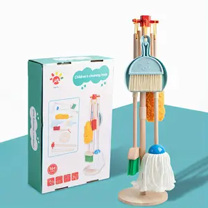 Wooden Kids Cleaning Set For Toddlers,8 Pieces Montessori Cleaning Toys With Kids Broom And Mop Set, Pretend Play Toy Gift Bangladesh (New)