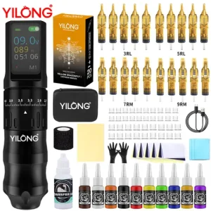 Yilong Tattoo Supplies High Quality Tattoo Pen Kits For Permanent Makeup Tattoo Machine Tattoo Power Supply Tattoo Gun Kit Bangladesh (New)