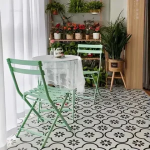 Wrought Iron Garden Terrace Folding Table and Chairs Balcony Cafe Tables and Chairs Three-piece Sets Outdoor Garden Furniture g Bangladesh (New)