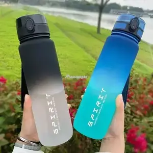 0.5/1 Liter Large Capacity Sports Water Bottle Leak Proof Colorful Plastic Cup Drinking Outdoor Travel Portable Gym Fitness Jugs Bangladesh (New)
