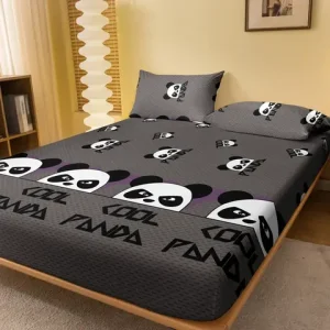 1 Cartoon Cute animal panda printed matte Fitted Sheet, bedroom printed bed cover, bedding (excluding pillowcases) Bangladesh (New)