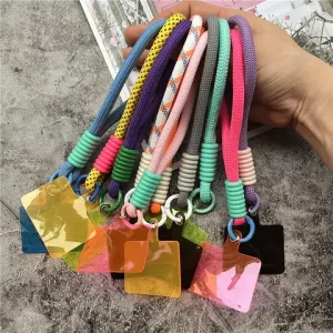Wrist Strap for Phone Contrasting Colors Lanyard Keys Metal Keyring Accessories With Patch Cellphone Charm Luxury Hand Strap Bangladesh (New)
