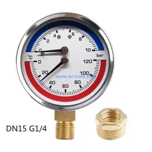 Y3NA Professional Thermomanometer Temperature Pressure Gauges up to 120 ℃ & 10 Bar 1/8/1/4inch for Floor Heating Systems Bangladesh (New)