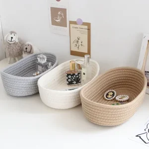 Woven Storage Baskets Multifunctional Desktop Sundries Cosmetics Kids Toys Organizer Box Desk Stationery Space Saving Cases Bangladesh (New)