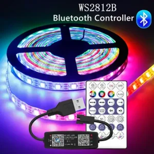 WS2812B LED Strip Individually Addressable Smart RGB LED Strip Waterproofith and 28Keys Bluetooth Music Controller Kit DC5V Bangladesh (New)