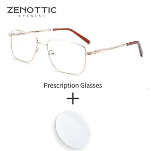 ZENOTTIC Fashion Men's Prescription Glasses Metal Rectangle Progressive Optical Eyeglasses Anti Blue Light Photochromic Eyewear Bangladesh (New)