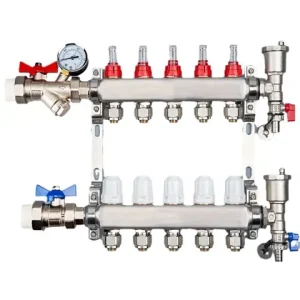 1 Inch 2-12 Way Stainless Steel Water Distribution Manifolds Modern Design Electric Radiant Floor Heating System for Apartments Bangladesh (New)