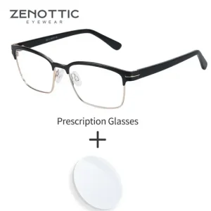 ZENOTTIC Square Prescription Glasses Men Optical Myopia Progressive Eyeglasses Half Frame Anti Blue Light Photochromic Eyewear Bangladesh (New)