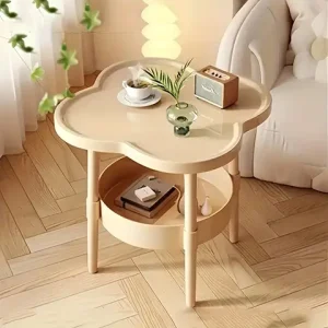 [Stylish Side Table] Stylish Modern Round Side Table with Storage Shelf | Space-Saving, Lightweight for Living Room, Bedroom Bangladesh (New)