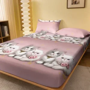 1 couple cute cat patterned frosted bedsheet, bedroom printed bedspread, bedding (excluding pillowcases) Bangladesh (New)