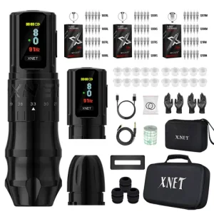 XNET Bestia Wireless Tattoo Machine Pen Kit Adjustable Stroke 2.4-4.2mm 2400mAh Battery OLED Display 60pc Mixed Tattoo Cartridge Bangladesh (New)