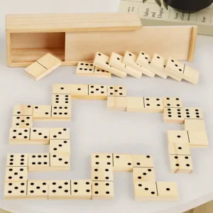 wooden Domino chess set-high-quality board game toys, equipped with sturdy storage boxes, very suitable for family game nights Bangladesh (New)