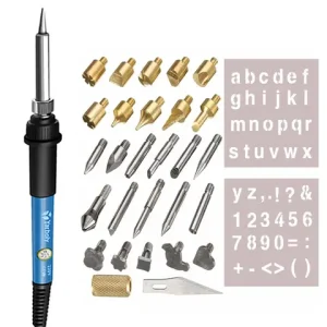Wood Burning Kit Carving Pyrography Pen Kit 60W  Adjustable Temperature Soldering Iron Welding Wood Embossing Burning set Bangladesh (New)