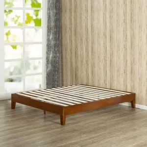 #For 12" Deluxe Wood Platform Bed Frame Bed Bases and Frames Cherry Queen Full Size Bedroom Furniture Home& Bangladesh (New)