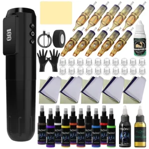 Yilong Wireless Tattoo Machine Rotaty Pen Kit Custom Motor 1600mAh High-Capacity Battery For Permanent Makeup Tattoo Gun Kit Bangladesh (New)