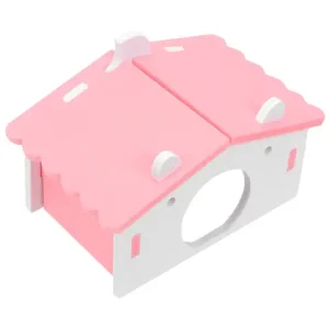 Wooden Hamster Sleeping House Pet Bed Breathable Lightweight Nest Cage Accessories Pink Small Animals Pet Bangladesh (New)