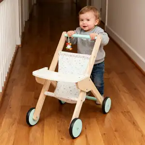 Wooden Push Walker Wooden Baby Push Walker For Toddler Interactive Educational Toys For Kids Boys Girls Birthday First Step Role Bangladesh (New)