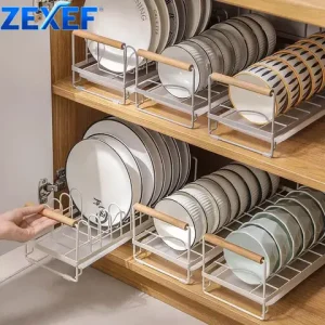ZEXEF Dish Storage Rack Home Kitchen Storage Rack No Punching and Draining Dish Rack Tableware Countertop Cabinet Rack Bangladesh (New)