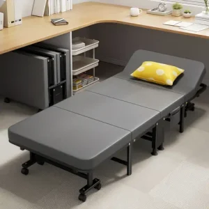 1 Dust Cover for a Folding Bed or 1 Folding Bed, Multifunctional Tech Fabric with High-Density Foam Mattress, Compact Storage Space, Single Bed, Folds into a Quarter, Easy to Assemble, with Wheels, Lightweight, Portable Iron Frame Design Suitable for Office, Outdoor or Home Use, Safe Design Bangladesh (New)