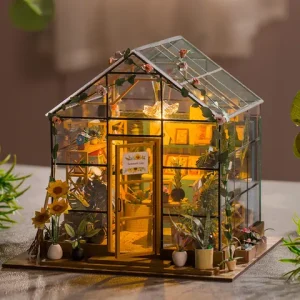 Wooden Miniature Dollhouse with LED Light Creative DIY Flower House Handmade 3D Puzzle Assembly Building Model Toys Doll Houses Bangladesh (New)