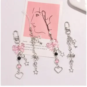 Y2K Kawaii Cute Phone Strap Charm Bow Heart Star Keychain Pendant Key Chain Bag Phone Chain Accessory For key All Phone Case Bangladesh (New)