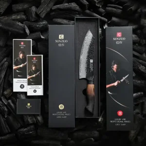XINZUO Original Design 7.6" Santoku Knife Customized 67 Layers Damascus Steel White Oak Handle 60±2HRC Textured in Retro Style Bangladesh (New)