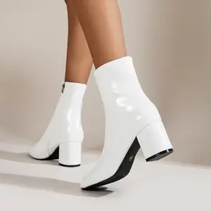 Women's Ankle Boots Fashion Side Zipper Short Boots for Women Pointed Toe High Heels High Quality Leather Women Boots Size 35-42 Bangladesh (New)