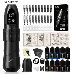 XNET F2 Wirless Tattoo Machine Kit 20pcs Cartridges Tattoo Supply Custom Motor 2400mAh Battery Ratory Pen Basic Set For Tattoo Bangladesh (New)