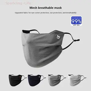 【NN】Sun Protection Face Mask For Men Reusable Breathable UV Face Shield Solid Color Washable Face Mask Summer Cycling Face Mask Bangladesh (New)