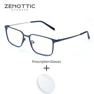 ZENOTTIC (S Size) Square Metal Reading Custom Prescription Multifocal Men's Grade Glasses Medical Clear Eyeglasses Myopia Bangladesh (New)