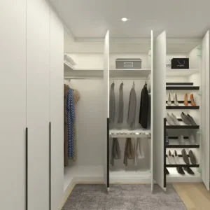 #Customized Modern Luxury Wood Melamine Bedroom Cabinets Walk in Closet System Wood Bedroom Open Walk-in Closet Wardrobe Bangladesh (New)