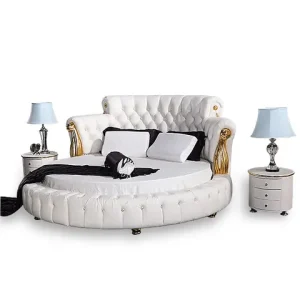 (1 Bed +2 Night Stand +mattress)/lot European Design Round Soft Bed Home Bedroom Furniture Set Bangladesh (New)