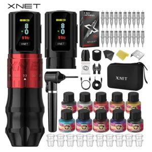 XNET Bestia Wireless Tattoo Machine Pen Kit Adjustable Stroke 2.4-4.2mm OLED Display with Wireless Ink Shaker for Tattoo Artists Bangladesh (New)