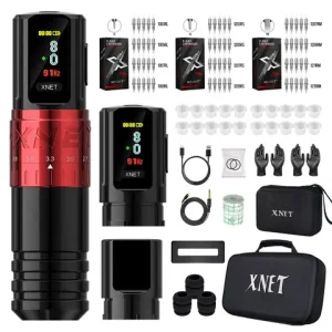 XNET Vipera Wireless Tattoo Machine Kit Adjustable Stroke 2.4-4.2mm OLED Display 60pcs Mixed Tattoo Cartridge for Tattoo Artists Bangladesh (New)
