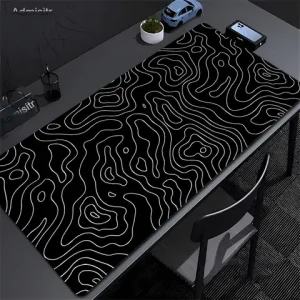 XXL Desk Mat Black And White Strata Liquid Mousepad Large Abstract Mouse Pad Gaming Deskmat With Lockedge Office Non-slip Carpet Bangladesh (New)