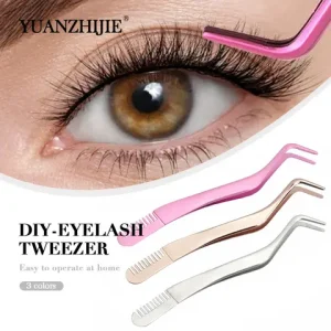 YUANZHIJIE Lash Cluster Tweezers DIY Cluster Lashes Tweezers False Eyelash Extensions Applicator Makeup Tools For Self-grafting Bangladesh (New)