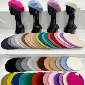 Wool Beret Hat Women Winter Warm British Style Candy Color Vintage Painter Cap Soft Solid Retro Beanie Casual Fashion Accessory Bangladesh (New)