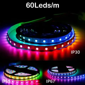 WS2812B WS2811 WS2815 5050 RGB Smart LED Strip Lights Individually Addressable IC 30/60/144Pixels/Leds/m DC5V/12V IP30/IP65/IP67 Bangladesh (New)